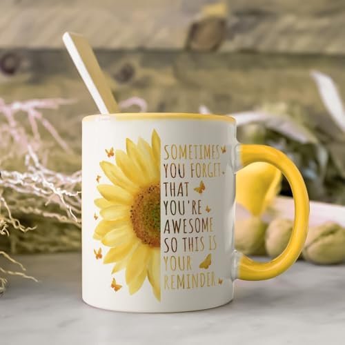 Yanprint Inspirational Gifts For Women, Motivational Sunflower Mug, Encouragement Gifts for Teacher Coworker Friends Boss Sister Daughter Birthday Mothers Day 11OZ - Image 3