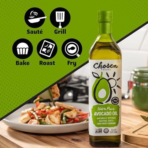Chosen Foods 100% Pure Avocado Oil 25.3 oz, Non-GMO, for High-Heat Cooking, Frying, Baking, Homemade Sauces, Dressings and Marinades, - Size : 7.0 x 7.0 x 28.6 cm (Pack of 2) - Style : Avocado Oil - Image 5