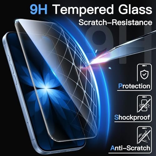JETech Screen Protector for iPhone 17 6.3-Inch, Tempered Glass Film with Easy Installation Tool, 9H Hardness, Case-Friendly, 3-Pack - Size : iPhone 17 - Image 5