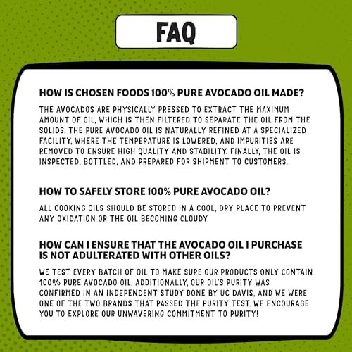 Chosen Foods 100% Pure Avocado Oil 25.3 oz, Non-GMO, for High-Heat Cooking, Frying, Baking, Homemade Sauces, Dressings and Marinades, - Size : 7.0 x 7.0 x 28.6 cm (Pack of 2) - Style : Avocado Oil - Image 6