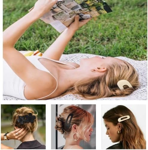 6 Flat Hair Clips, Double Floral Flat Matte French Fashion Women'S Accessories. There Are Two Shapes Suitable For Coarse Hair And Fine Hair - Image 7