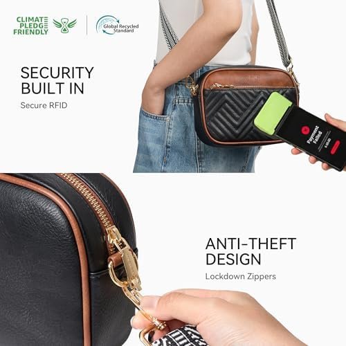 BOSTANTEN Crossbody Bags for Women Ladies Purses Small Shoulder Bag Ladies Handbags with Wide Strap - Colour Name : 0-black/Brown - Image 3