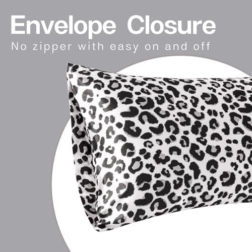 MR&HM Satin Pillowcase for Hair and Skin, Silk Satin Pillowcase 2 Pack, Standard Size Pillow Cases Set of 2, Silky Pillow Cover with Envelope Closure (20x26, White Leopard) - Colour Name : 38- Leaves - Size : Standard(20"x26") - Image 6