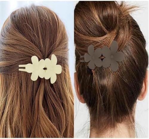 6 Flat Hair Clips, Double Floral Flat Matte French Fashion Women'S Accessories. There Are Two Shapes Suitable For Coarse Hair And Fine Hair - Image 4