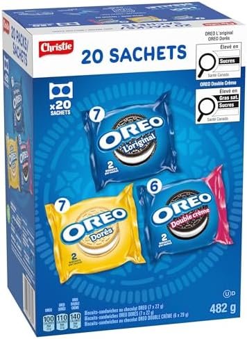 OREO, 20 Snack Packs (Individually Wrapped), 40 Cookies, School, Lunch, Travel, Gift, Birthday, Bulk Variety Pack of OREOs Original Chocolate & Double Stuf & Golden Vanilla Sandwich Cookies, 482g - Flavour Name : Assorted - Size : 482 g (pack of 20) - Image 13