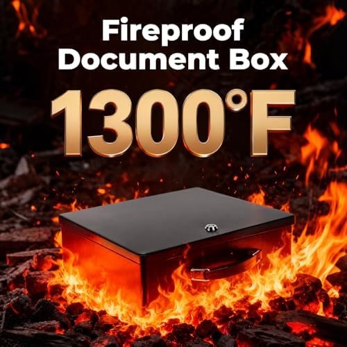 Fireproof Document Box, Fire Resistant Safe Box with Key Lock for Home, Portable Fireproof Lock Box for Personal Items, Passport, Cash, Tablet, X Large 13.2" x 11" x 4.13" - Colour Name : Black Xl+key - Image 3