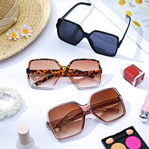 loraleo 3Pcs Oversized Rectangle Sunglasses for Women Ladies Trendy Square Sun Glasses Big Frame Sunglasses UV400 Protection - Image 6