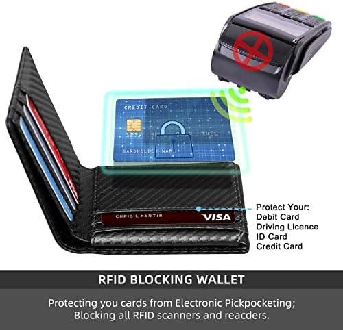 RUNBOX Slim Wallet for Men Bifold Credit Card Holder - Colour Name : Carbon Black N Green-15 Slots - Image 6