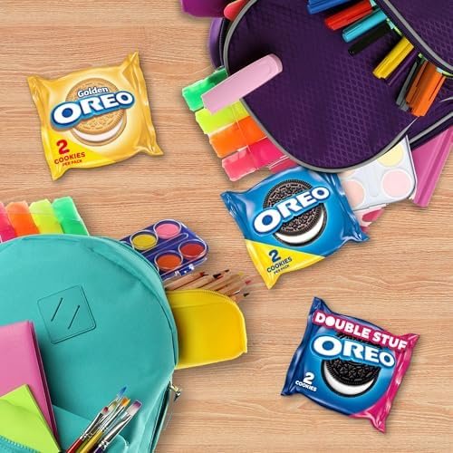 OREO, 20 Snack Packs (Individually Wrapped), 40 Cookies, School, Lunch, Travel, Gift, Birthday, Bulk Variety Pack of OREOs Original Chocolate & Double Stuf & Golden Vanilla Sandwich Cookies, 482g - Flavour Name : Assorted - Size : 482 g (pack of 20) - Image 7