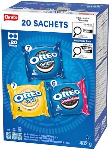 OREO, 20 Snack Packs (Individually Wrapped), 40 Cookies, School, Lunch, Travel, Gift, Birthday, Bulk Variety Pack of OREOs Original Chocolate & Double Stuf & Golden Vanilla Sandwich Cookies, 482g - Flavour Name : Assorted - Size : 482 g (pack of 20) - Image 15
