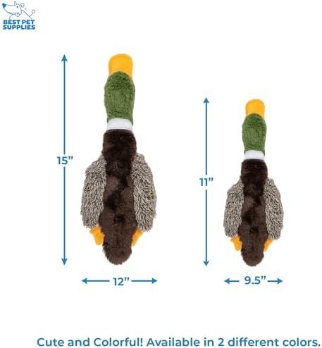 Best Pet Supplies Interactive Squeaky Dog Chew Toy, Ideal Dog Toys for Chewers, Small, Medium - Colour Name : Mallard Duck (Brown) - Size : Small - Image 4