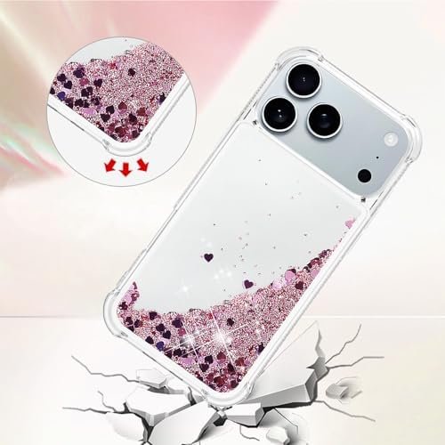 COTDINFOR for iPhone 18 Pro Max/17 Pro Max Case Glitter Cute Liquid Rose | Phone Case for Girls Women,Bling Sparkly,Floating Quicksand,Soft TPU Clear,Shockproof Protective, Bumper Durable - Colour Name : Rose - Size : iPhone 17 - Image 4