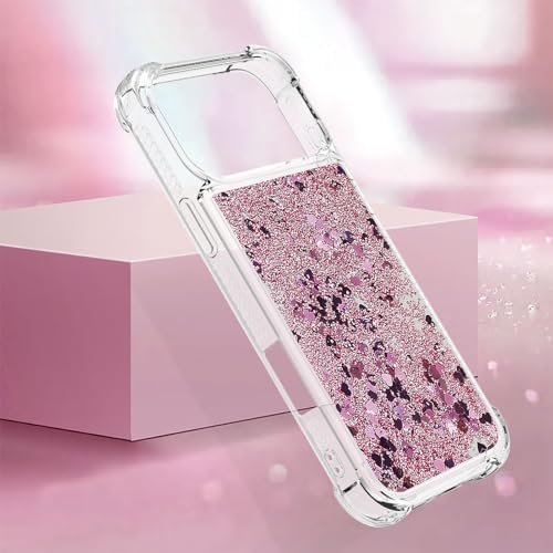 COTDINFOR for iPhone 18 Pro Max/17 Pro Max Case Glitter Cute Liquid Rose | Phone Case for Girls Women,Bling Sparkly,Floating Quicksand,Soft TPU Clear,Shockproof Protective, Bumper Durable - Colour Name : Rose - Size : iPhone 17 - Image 6