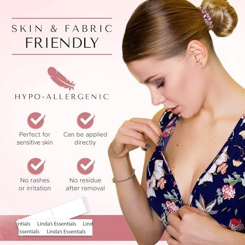 Double Sided Tape for Clothes, Body and Fashion Tape (75 Pack) | Clothing and Hem Adhesive for Women, No Sew No Iron, Strong Fabric Adhesive for Skin for All Shades and Sensitivity, Includes Tin Box ; Accessories - Size : 75 Pack - Image 4