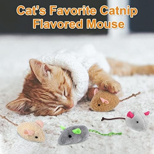 Chef Vinny 9 Pcs Cat Mouse Toys, Catnip Cat Toys : Colour Name: Dark Gray Brown Gray Beige Light White Blue Pink - Image 4