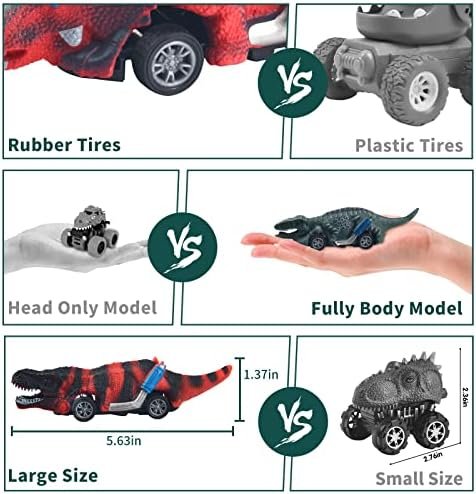 Dinosaur Toy Pull Back Cars, 6 Pack Dino Kids Toys for 3 Year Old Boys and Toddlers, Boy Toys Pull Back Toy Cars for Age 3,4,5 and Up - Style : Dinosaur Toys 4Pack - Image 5