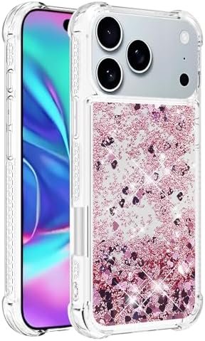 COTDINFOR for iPhone 18 Pro Max/17 Pro Max Case Glitter Cute Liquid Rose | Phone Case for Girls Women,Bling Sparkly,Floating Quicksand,Soft TPU Clear,Shockproof Protective, Bumper Durable - Colour Name : Rose - Size : iPhone 17 - Image 3