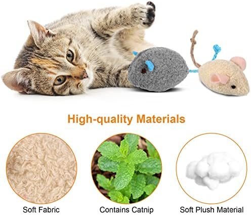 Chef Vinny 9 Pcs Cat Mouse Toys, Catnip Cat Toys : Colour Name: Dark Gray Brown Gray Beige Light White Blue Pink - Image 3