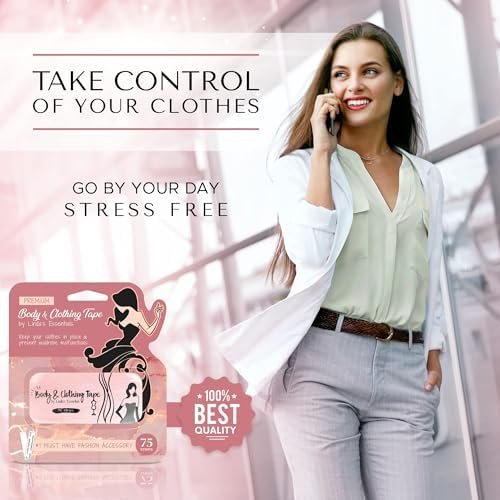 Double Sided Tape for Clothes, Body and Fashion Tape (75 Pack) | Clothing and Hem Adhesive for Women, No Sew No Iron, Strong Fabric Adhesive for Skin for All Shades and Sensitivity, Includes Tin Box ; Accessories - Size : 75 Pack - Image 7