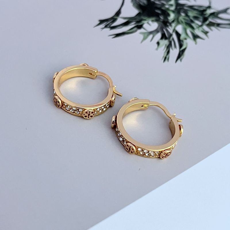 HOT Tory Burch Rhinestone Mini Hoop Earrings Sparkling Gold NEW - Image 4