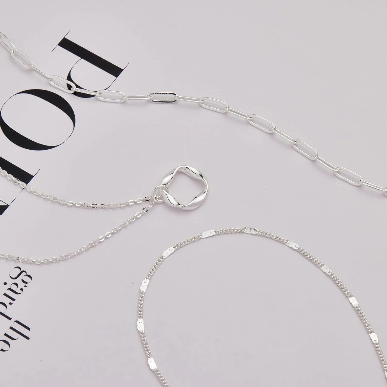 Layered 14K Gold Plated Necklaces for Women Stackable Silver Plated Circle - Metal Color : Gold-3 Piece - Image 4