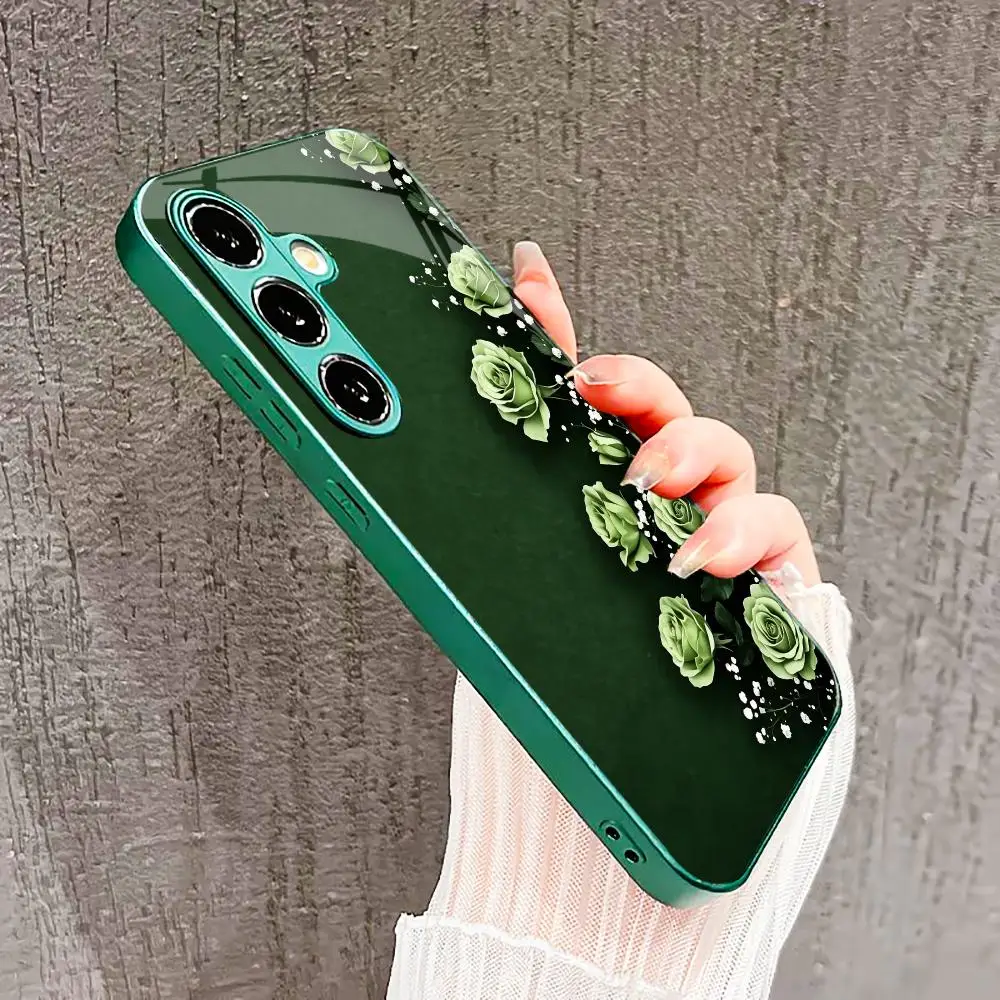 Phone case Green flowers Tempered Glass s26 Fashion phone case for Samsung Galaxy S26/S25/S24/S23/S22 Ultra FE Plus Shockproof - Image 5