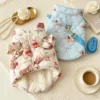 Winter Padded Dog Down Jacket Soft Plush Dog Clothes Luxury Puppy Vest Cartoon Print Cat Jacket Coat Pet Overcoat Bichon Outfits