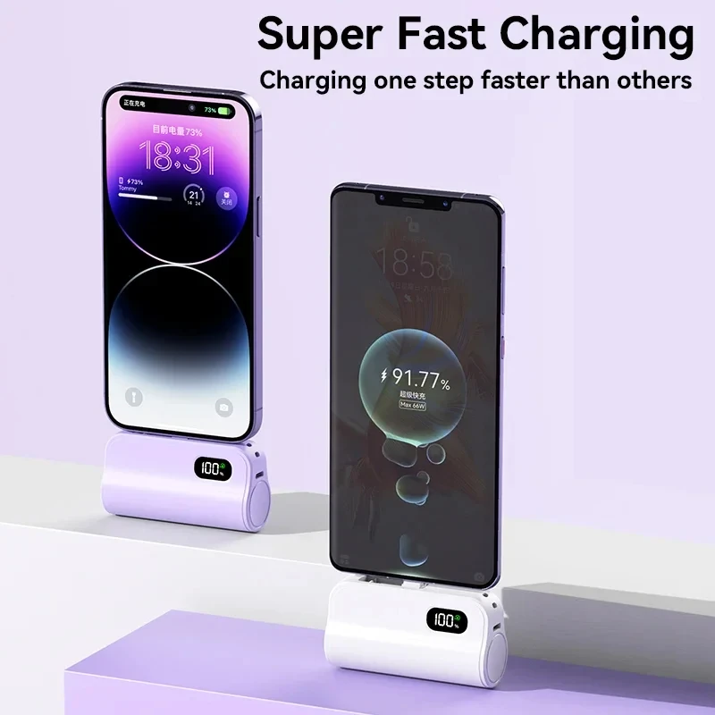 Lenovo 50000mAh Capsule Power Bank 2-in-1 Large Capacity LED Digital Display Portable Fast Charging External Battery For IPhone - Image 6