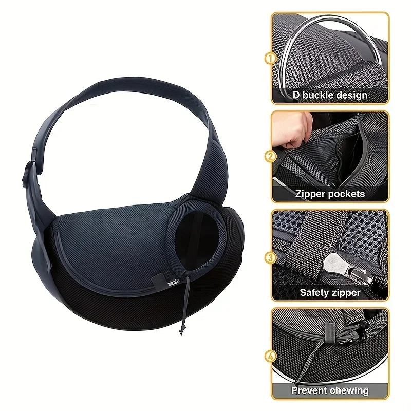 1Pc Dog out backpack,Dog Sling Carrier Breathable Mesh Travel Crossbody Bag For Puppy Cat Hiking Camping-Size: Small - Image 3